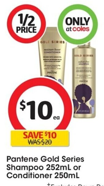 Coles Pantene Gold Series Shampoo 252mL or Conditioner 250mL offer