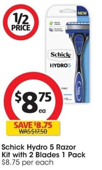 Coles Schick Hydro 5 Razor Kit with 2 Blades 1 Pack offer
