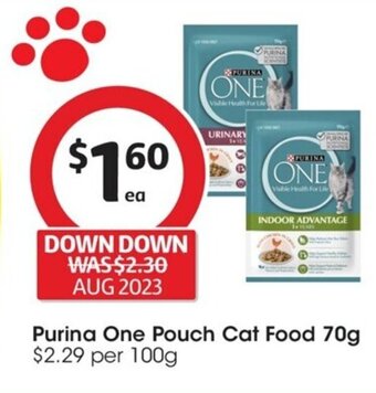 Coles Purina One Pouch Cat Food 70g offer