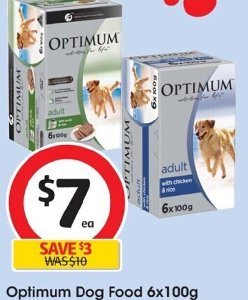 Optimum Dog Food 6x100g offer at Coles