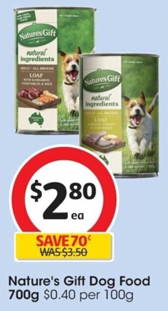 Coles Nature's Gift Dog Food 700g offer