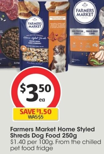 Coles Farmers Market Home Styled Shreds Dog Food 250g offer