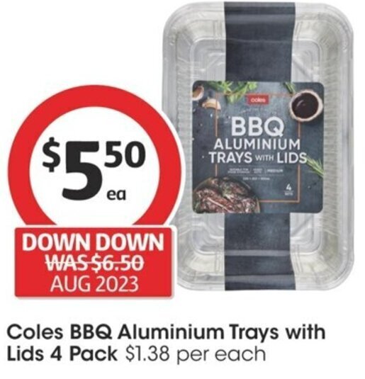 Coles BBQ Aluminium Trays with Lids 4 Pack offer at Coles