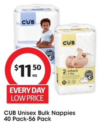 Coles CUB Unisex Bulk Nappies 40 Pack-56 Pack offer