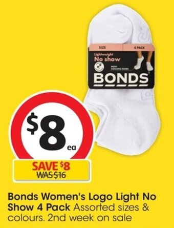 Coles Bonds Women's Logo Light No Show 4 Pack offer