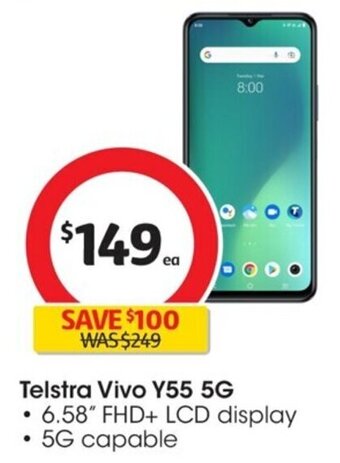Coles Telstra Vivo Y55 5G offer