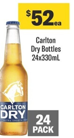 Coles Carlton Dry Bottles 24x330mL offer