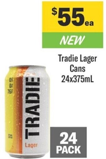 Coles Tradie Lager Cans 24x375mL offer