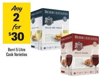 Coles Berri 5 Litre Cask Varieties offer