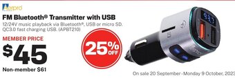 Repco FM Bluetooth Transmitter with USB offer