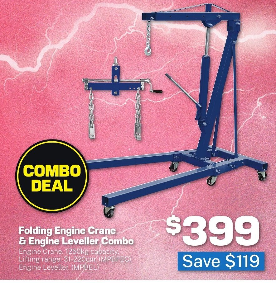 Folding Engine Crane & Engine Leveller Combo offer at Repco
