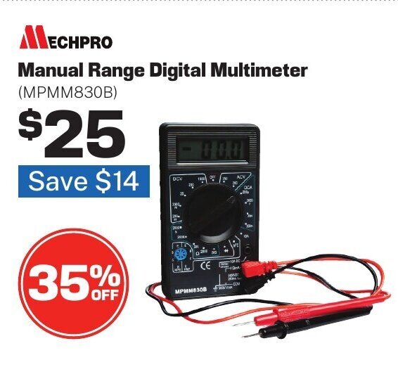 Manual Range Digital Multimeter (MPMM830B) offer at Repco