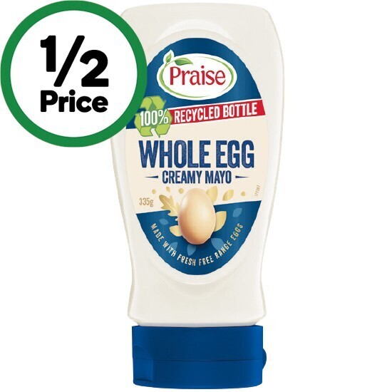 Praise whole egg mayonnaise 335g offer at Woolworths