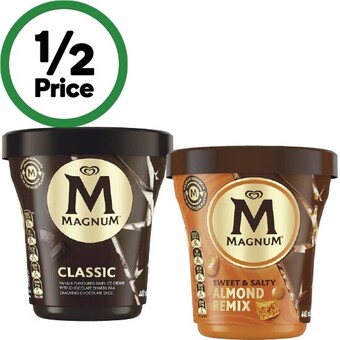 Woolworths Magnum classic or luxe ice cream tub 440ml – from the freezer offer