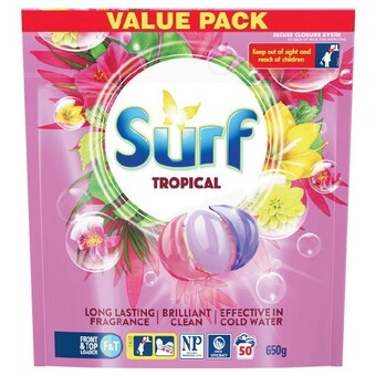 Woolworths Surf laundry detergent tropical capsules pk 50 offer