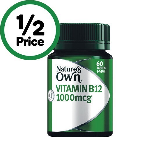 Nature’s own vitamin b12 1000mcg tablets pk 60^ offer at Woolworths