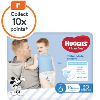 Woolworths Huggies ultra dry bulk nappies pk 30-54 offer