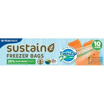Woolworths Hercules sustain freezer bags twin zip pk 10 offer