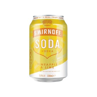 Smirnoff pineapple & lime fruit soda 3.5% cans 4x330ml
