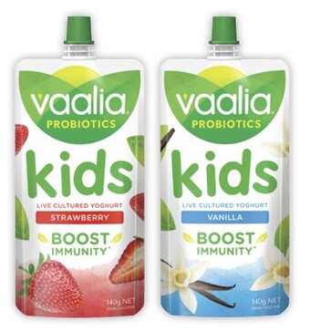 Coles Vaalia kids yoghurt pouch 140g offer