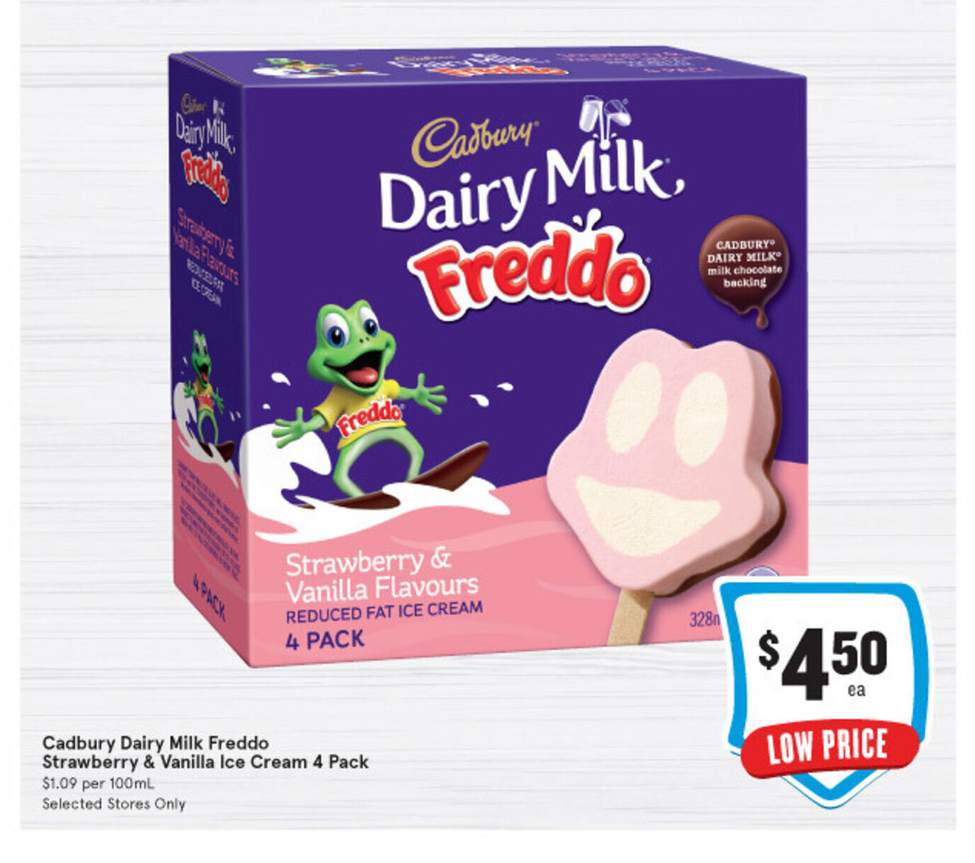 Cadbury Dairy Milk Freddo Strawberry & Vanilla Ice Cream 4 Pack offer at IGA