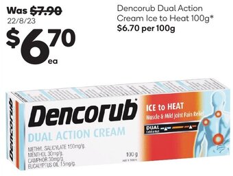 Woolworths Dencorub Dual Action Cream Ice to Heat 100g offer