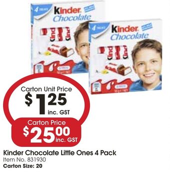 Campbells Wholesale Kinder Chocolate Little Ones 4 Pack offer