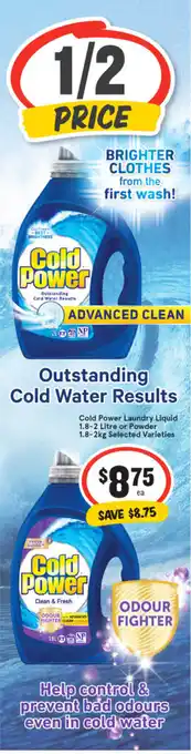 IGA Cold Powder Laundry Liquid 1.8-2 Litre or Powder 1.8-2kg Selected Varieties offer