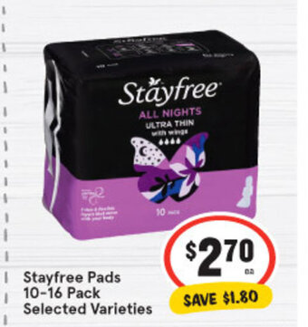 Stayfree Pads 10-16 Pack Selected Varieties