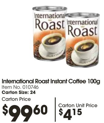 Campbells Wholesale International Roast Instant Coffee 100g offer