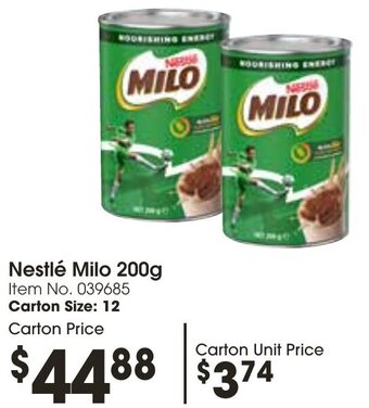 Campbells Wholesale Nestlé Milo 200g offer