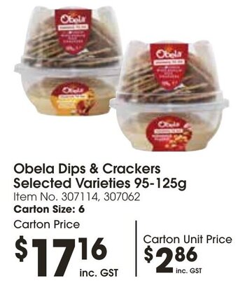 Campbells Wholesale Obela Dips & Crackers Selected Varieties 95-125g offer