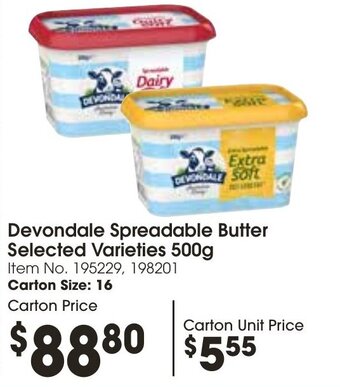 Campbells Wholesale Devondale Spreadable Butter Selected Varieties 500g offer