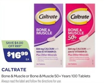 CALTRATE Bone & Muscle or Bone & Muscle 50+ Years 100 Tablets