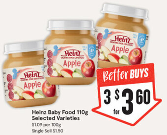 IGA Heinz Baby Food 110g Selected Varieties offer