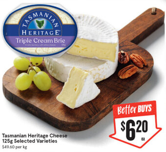 IGA Tasmanian Heritage Cheese 125g Selected Varieties offer