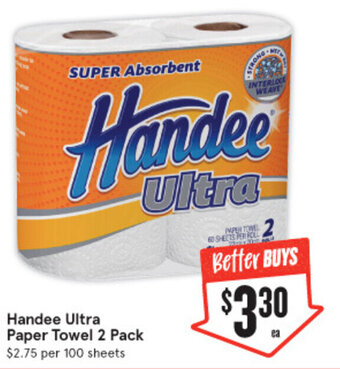 IGA Handee Ultra Paper Towel 2 Pack offer