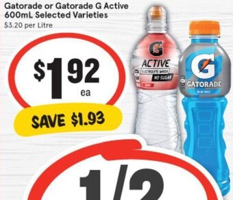 IGA Gatorade or Gatorade G Active 600mL Selected Varieties offer