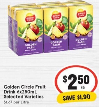 IGA Golden Circle Fruit Drink 6x250mL Selected Varieties offer