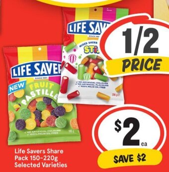 IGA Life Savers Share Pack 150-220g Selected Varieties offer