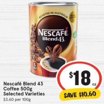 IGA Nescafé Blend 43 Coffee 500g Selected Varieties offer