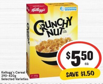IGA Kellogg's Cereal 290-420g Selected Varieties offer