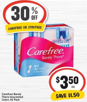 Carefree Barely There Unscented Liners 42 Pack