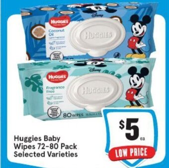 IGA Huggies Baby Wipes 72-80 Pack Selected Varieties offer