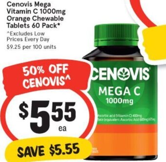 Cenovis Mega Vitamin C 1000mg Orange Chewable Tablets 60 Pack