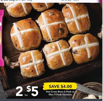 Drakes Hot Cross Buns 6 Pack or Mini 9 Pack Varieties offer