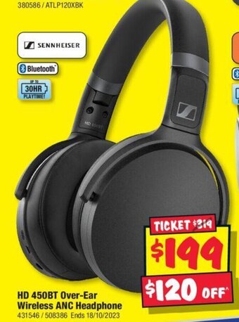 JB Hi-Fi HD 450BT Over-Ear Wireless ANC Headphone offer