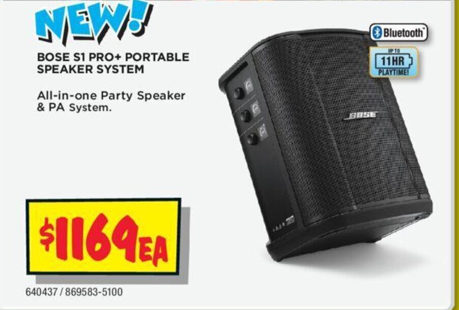 BOSE S1 PRO+ PORTABLE SPEAKER SYSTEM offer at JB HiFi