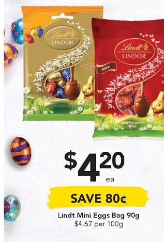 Drakes Lindt Mini Eggs Bag 90g offer