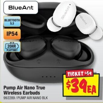 JB Hi-Fi Pump Air Nano True Wireless Earbuds offer